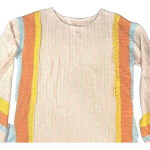 Luxe Color Block Bell Sleeve Sweater Side Slit Reverse Stitch Y2K Boho Hippie M